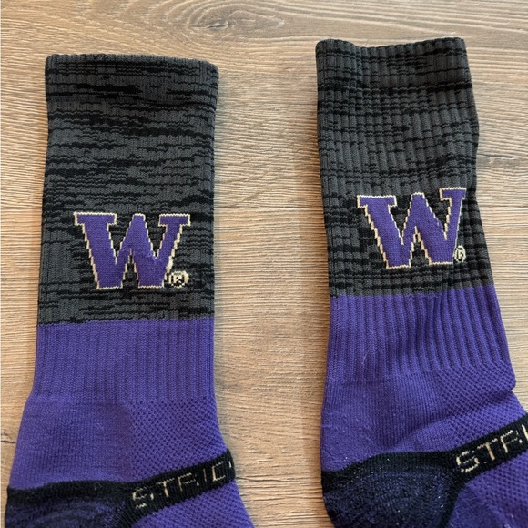 Strideline University of Washington Huskies Crew Socks Purple Gold Grey Black - Picture 2 of 4